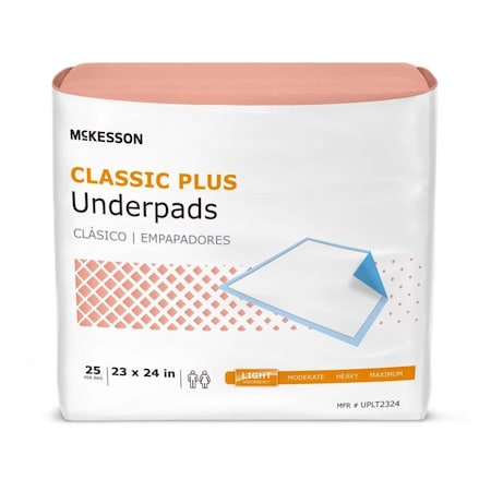 Mckesson Underpad, 23 x 24 Inch, 25PK UPLT2324